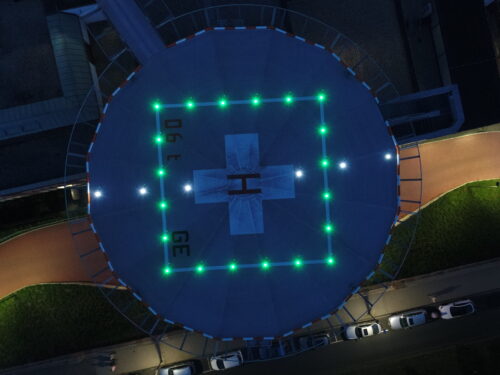 helideck with lighting system view from the top