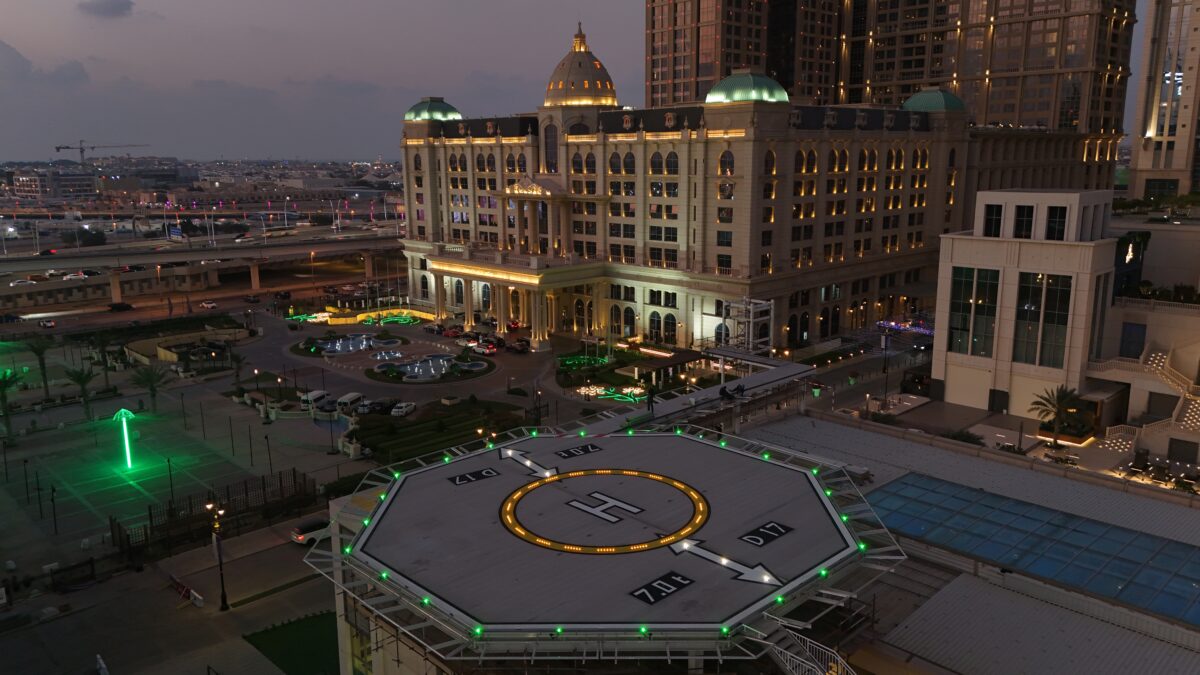 Helideck in dubai with lighting system